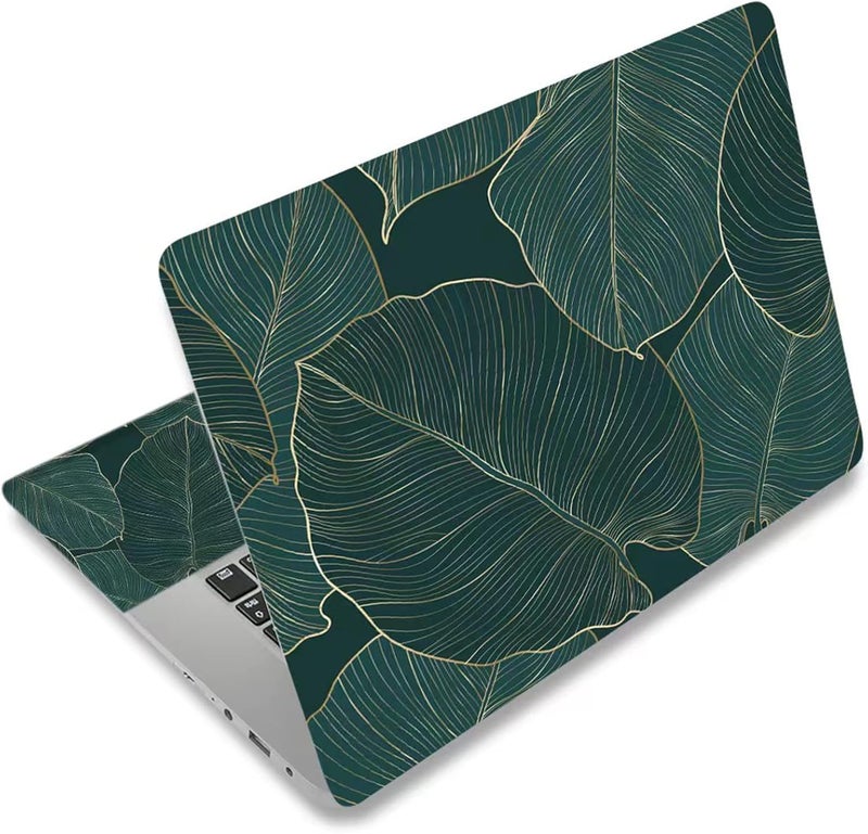 DINKY Laptop Skin Sticker Decal, 12" 13" 13.3" 14" 15" 15.4" 15.6 inch Laptop Universal Reusable Vinyl Skin Stickers Cover Art Decal Notebook PC Personalized Protector-Green Leaf - Image 1